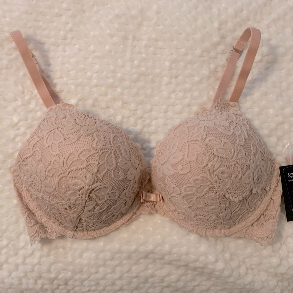 NWT Frederick's Of Hollywood Size 38 C Nude Lace Convertible Push Up Bra